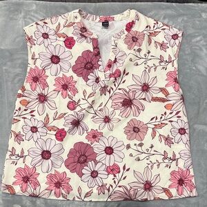SHEIN Pink and White Floral Blouse